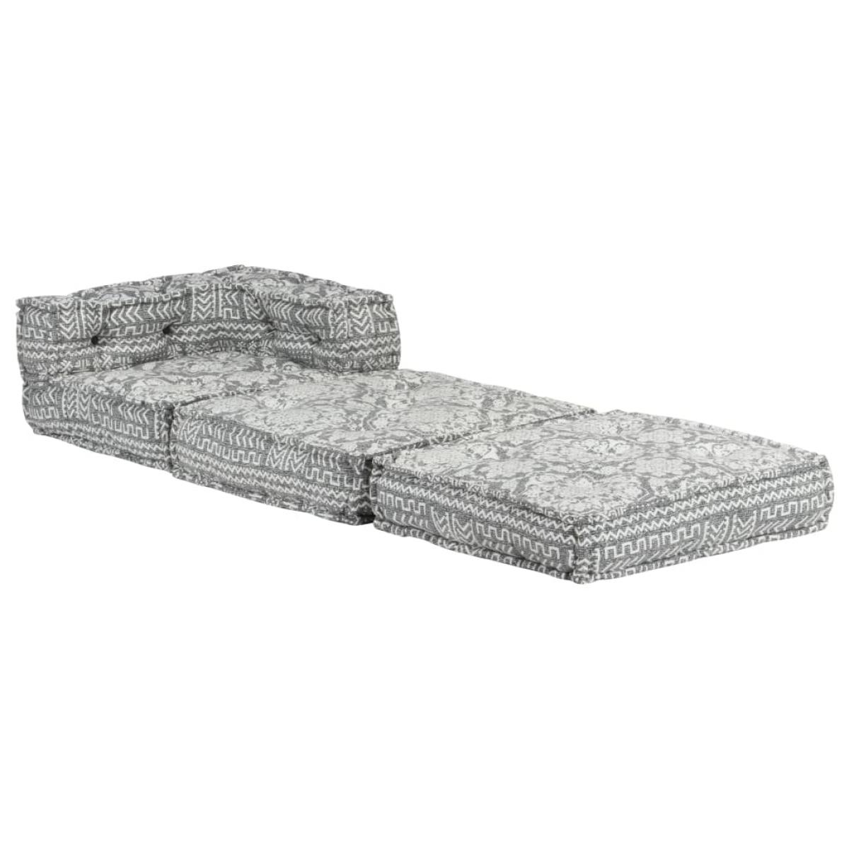 Puf modular de tela gris claro