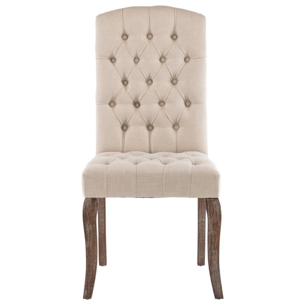 Sillas de comedor 2 unidades tela con apariencia de lino beige