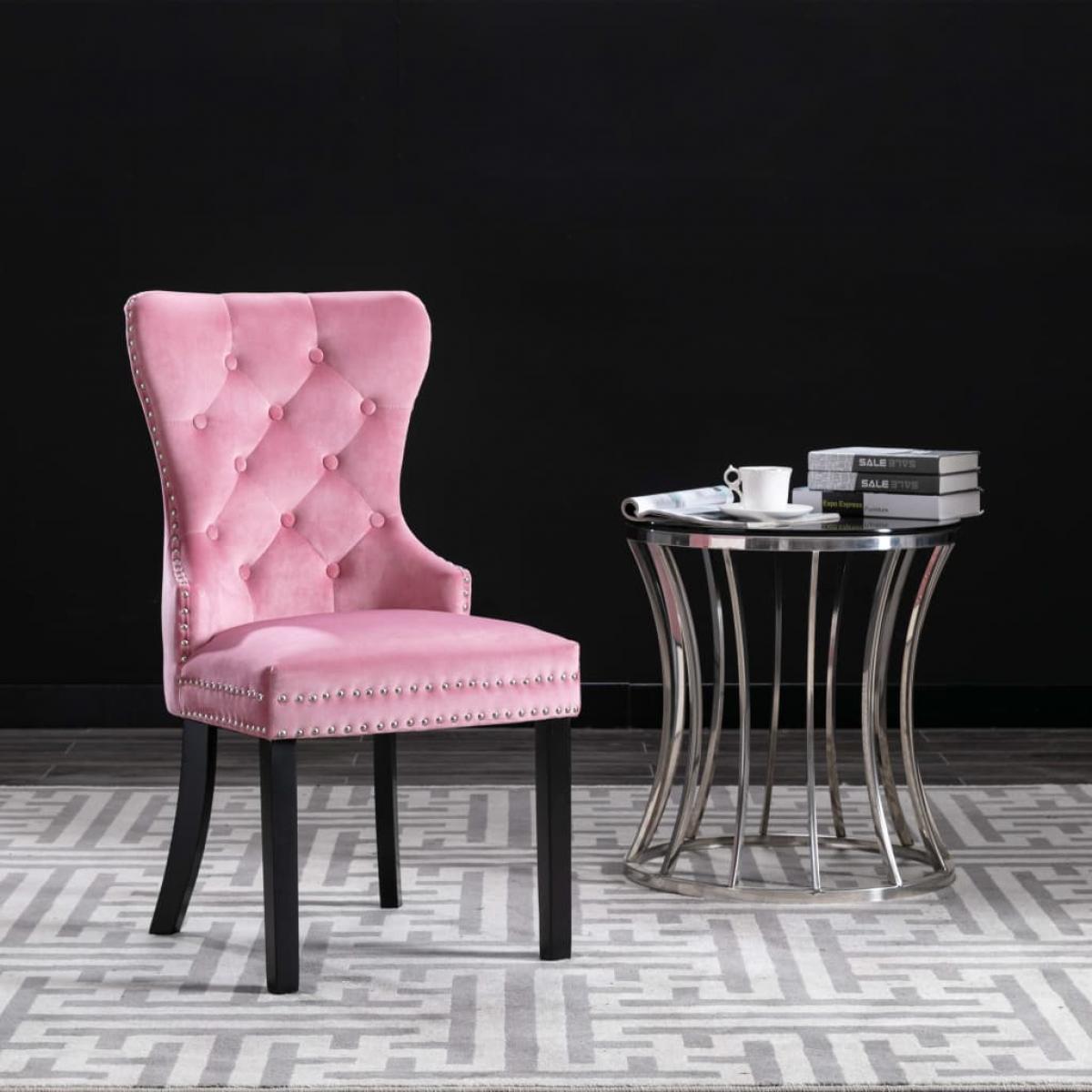 Sillas de comedor 2 unidades terciopelo rosa