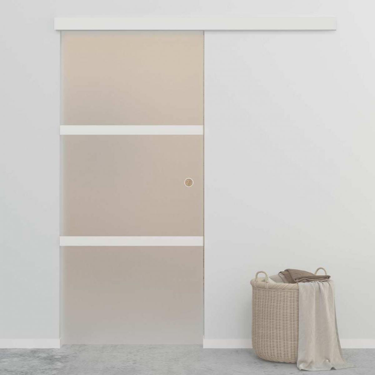 Puerta corredera de vidrio ESG y aluminio plateado 90x205 cm