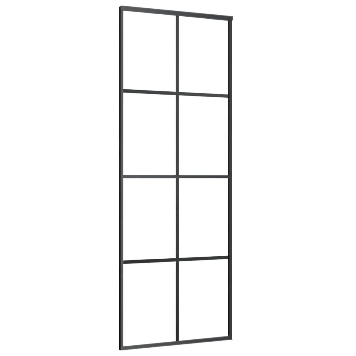 Puerta corredera aluminio y vidrio ESG negra 76x205 cm