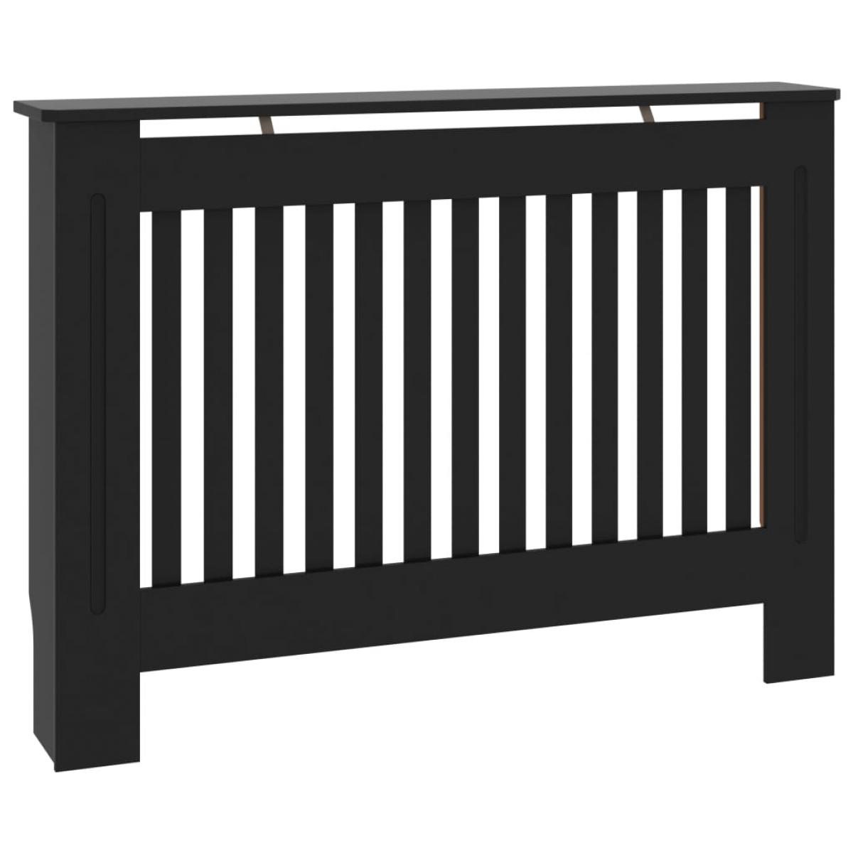 Cubierta para radiador MDF negro 112x19x81,5 cm