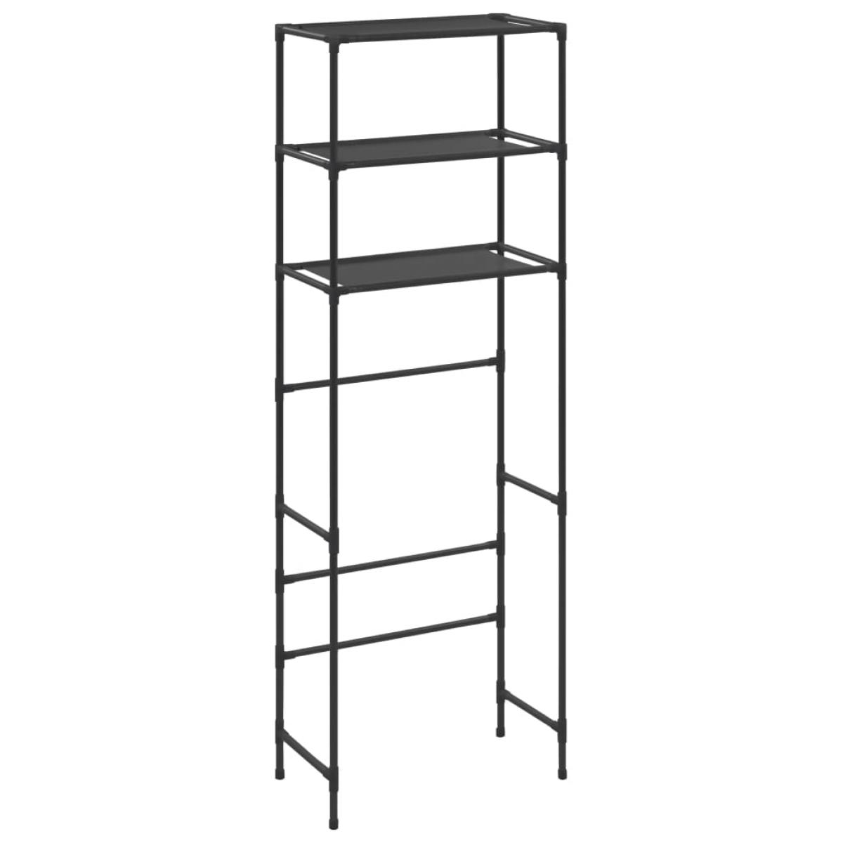 Estante encima del inodoro 3 niveles negro 53x28x169 cm