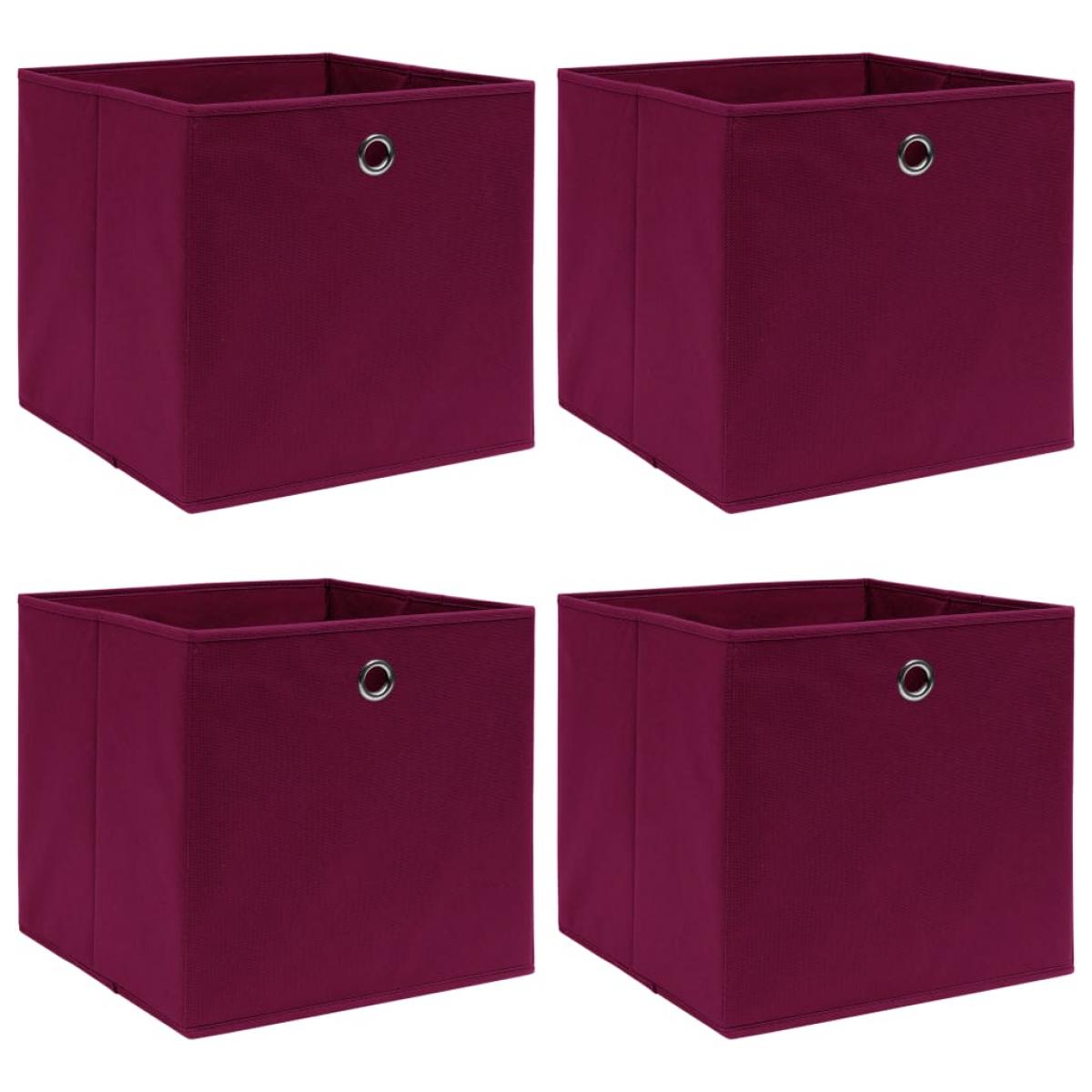 Cajas de almacenaje 4 uds tela rojo oscuro 32x32x32 cm