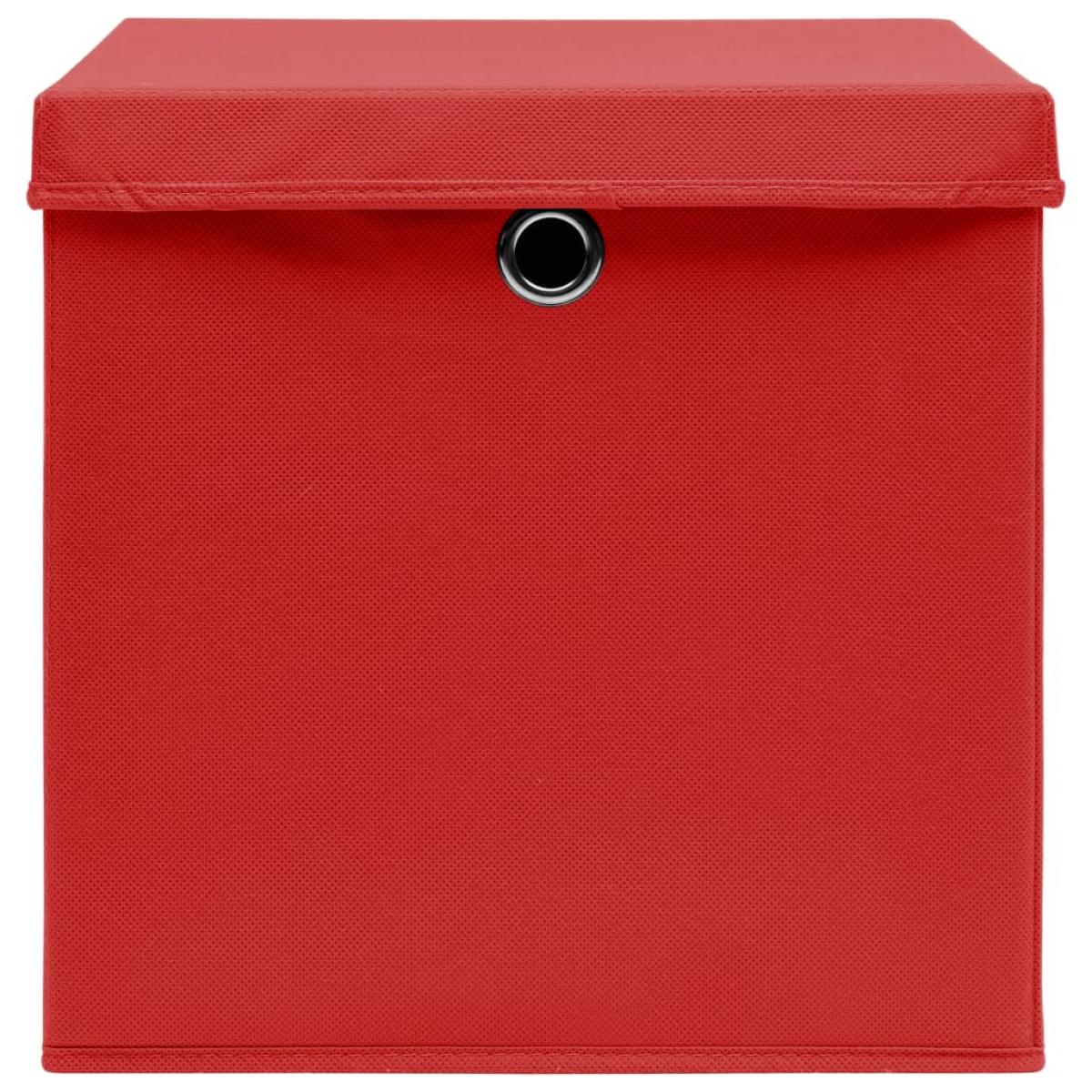 Cajas de almacenaje con tapas 4 uds tela rojo 32x32x32 cm