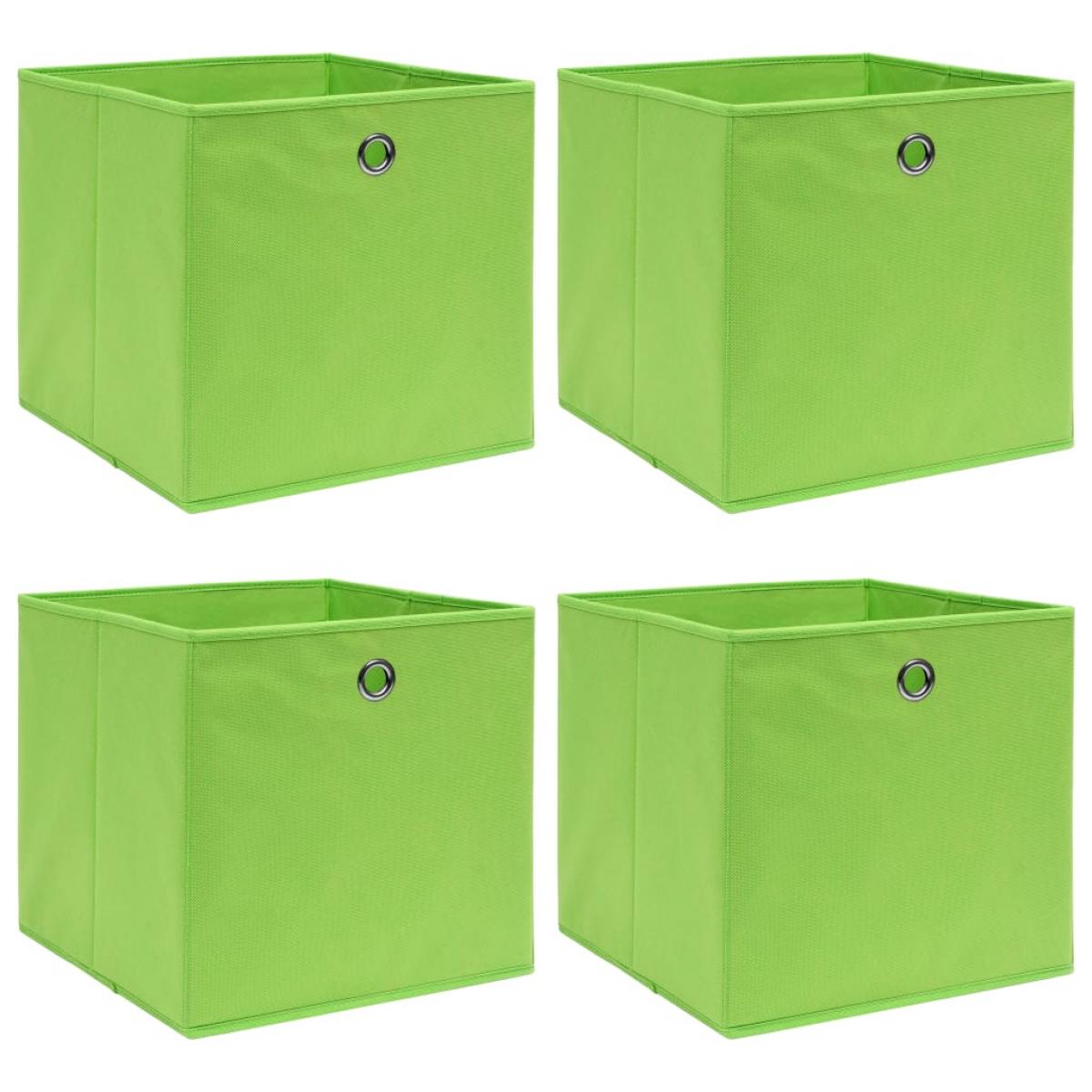 Cajas de almacenaje 4 uds tela verde 32x32x32 cm