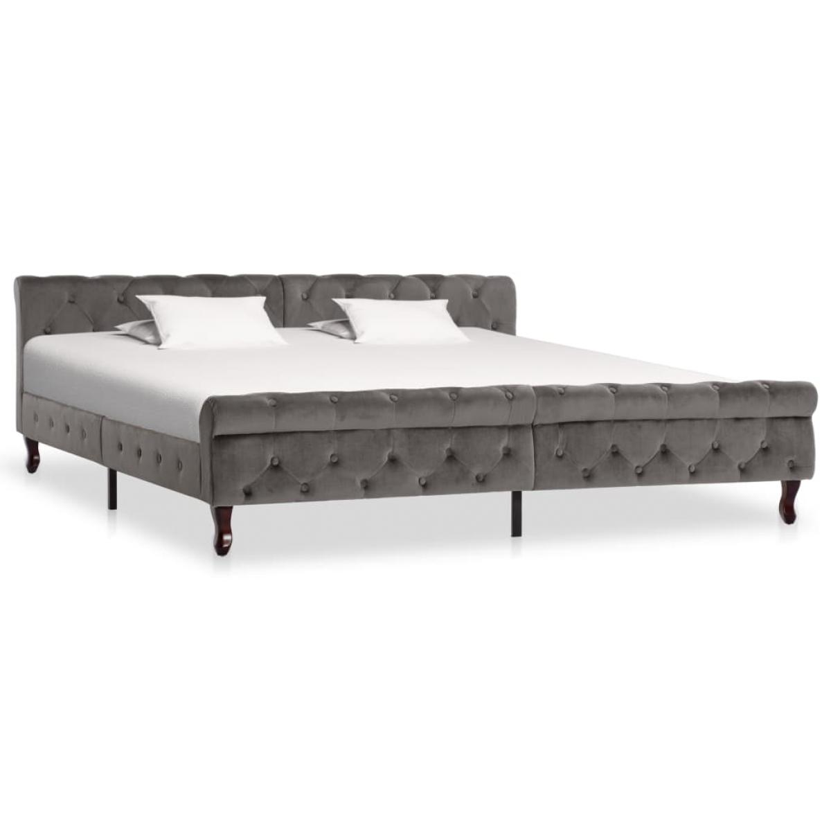 Estructura de cama sin colchón terciopelo gris 200x200 cm