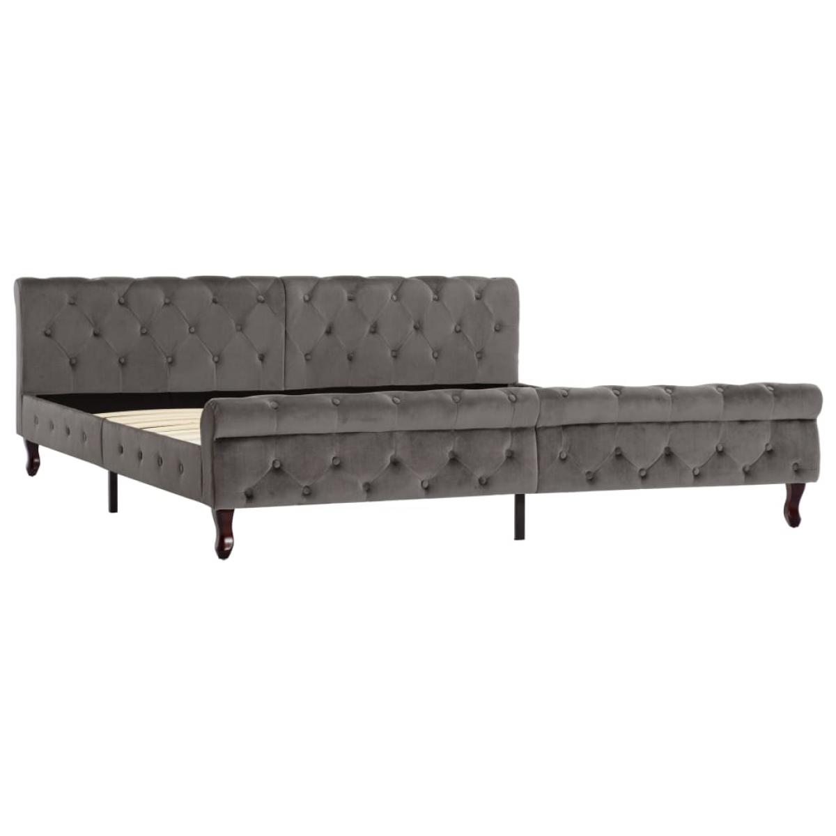 Estructura de cama sin colchón terciopelo gris 200x200 cm