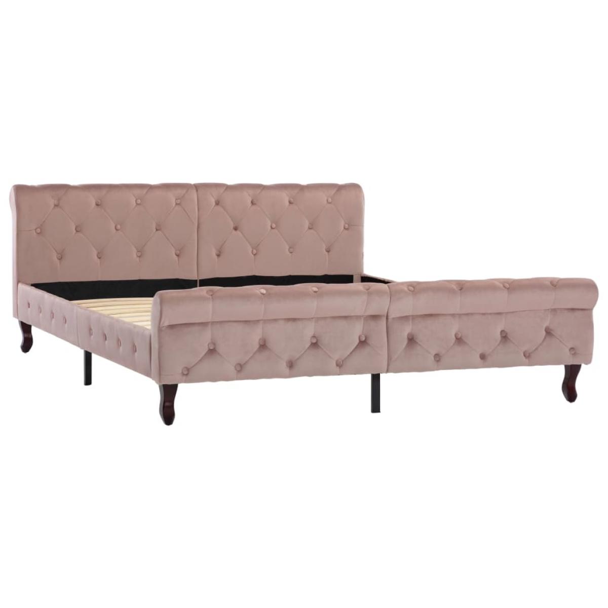 Estructura de cama sin colchón terciopelo rosa 160x200 cm