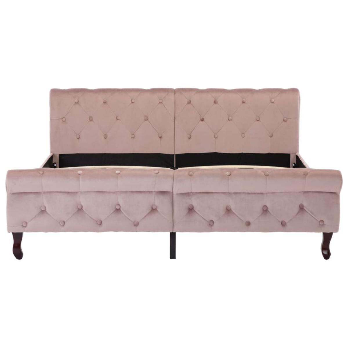 Estructura de cama sin colchón terciopelo rosa 160x200 cm