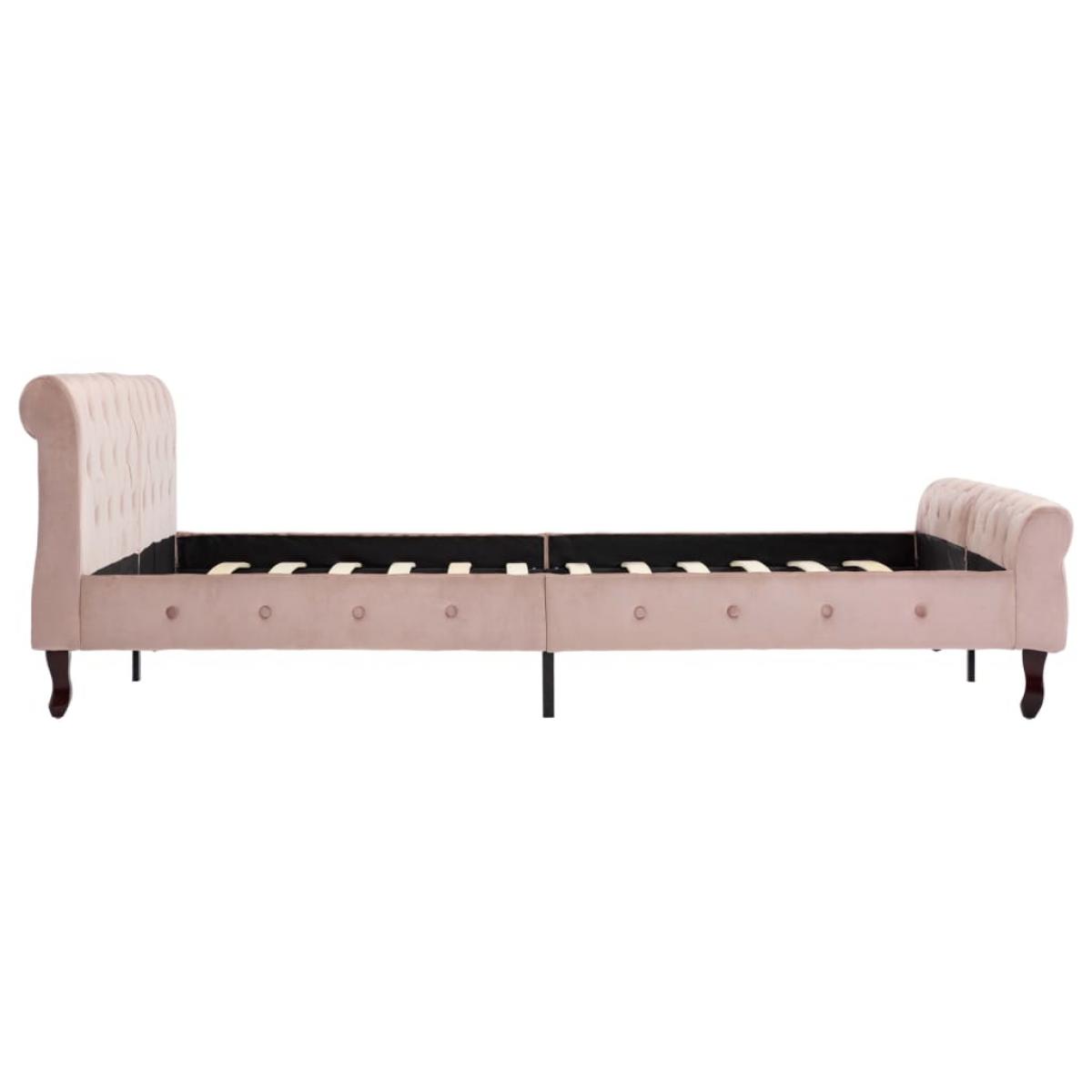 Estructura de cama sin colchón terciopelo rosa 160x200 cm