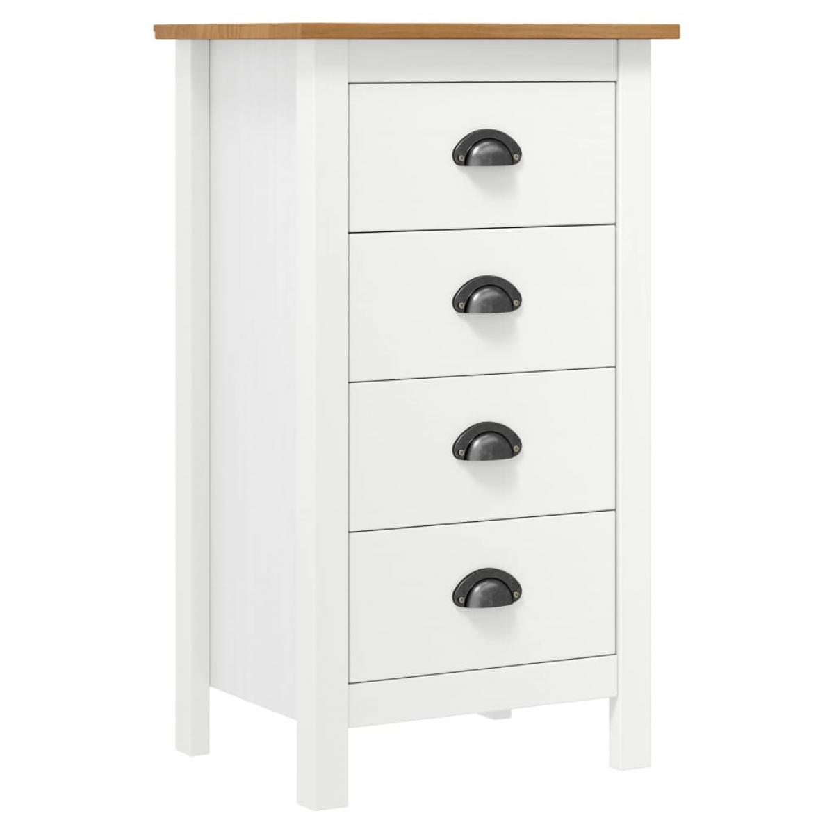 Mesita de noche Hill madera maciza de pino blanco 46x35x49,5 cm
