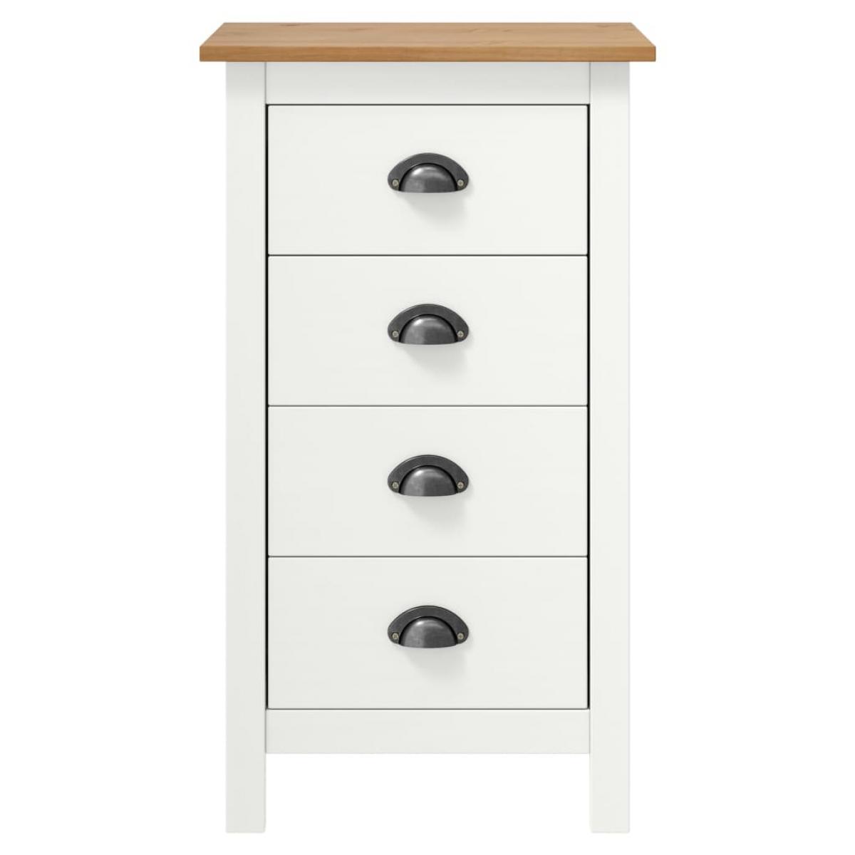 Mesita de noche Hill madera maciza de pino blanco 46x35x49,5 cm