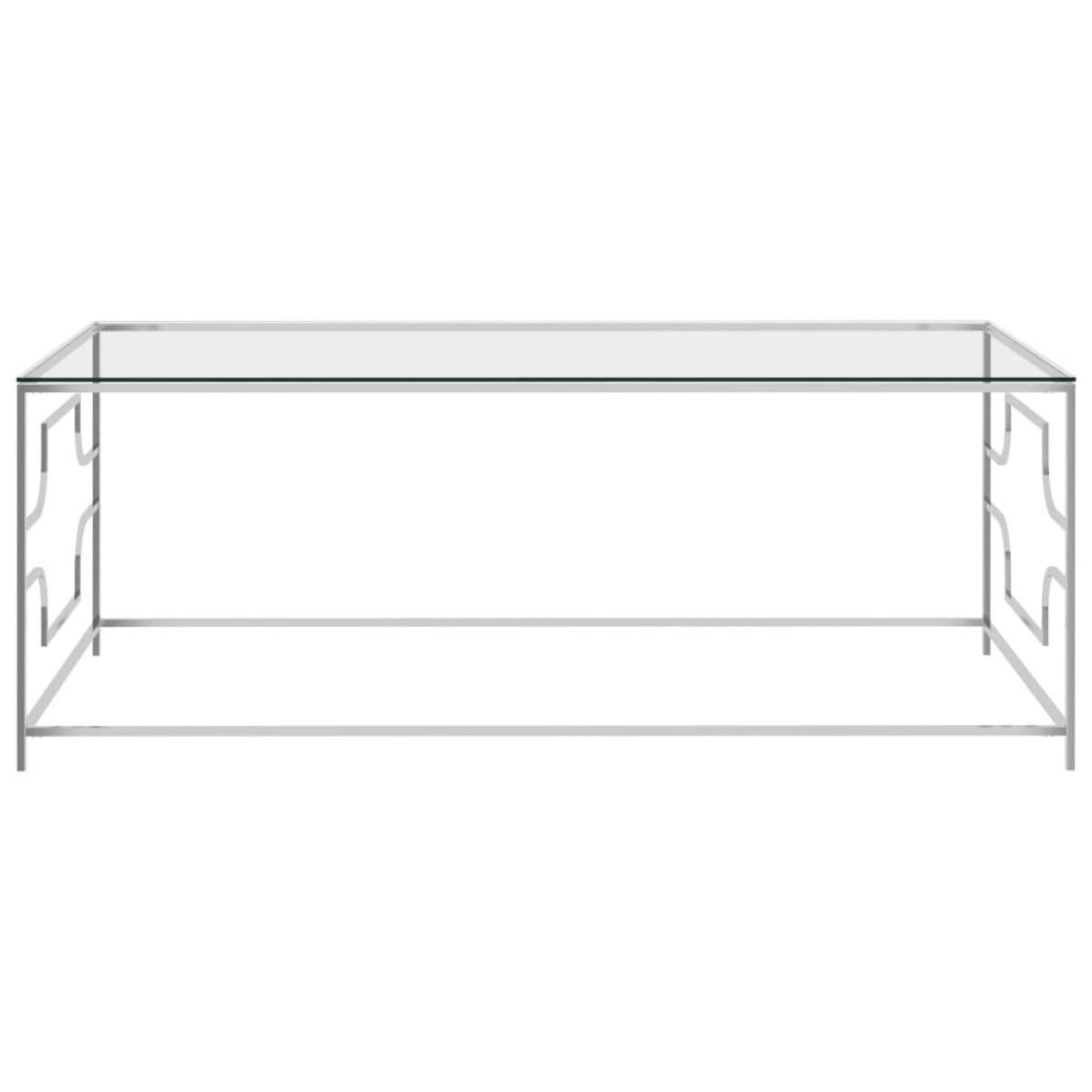 Mesa de centro acero inoxidable y vidrio plateada 120x60x45 cm