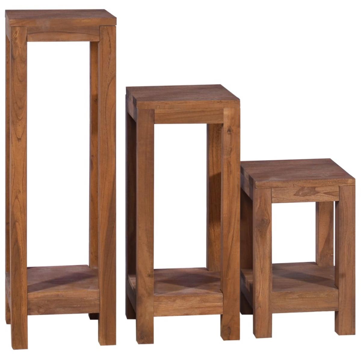 Soportes para plantas 3 piezas madera maciza de teca