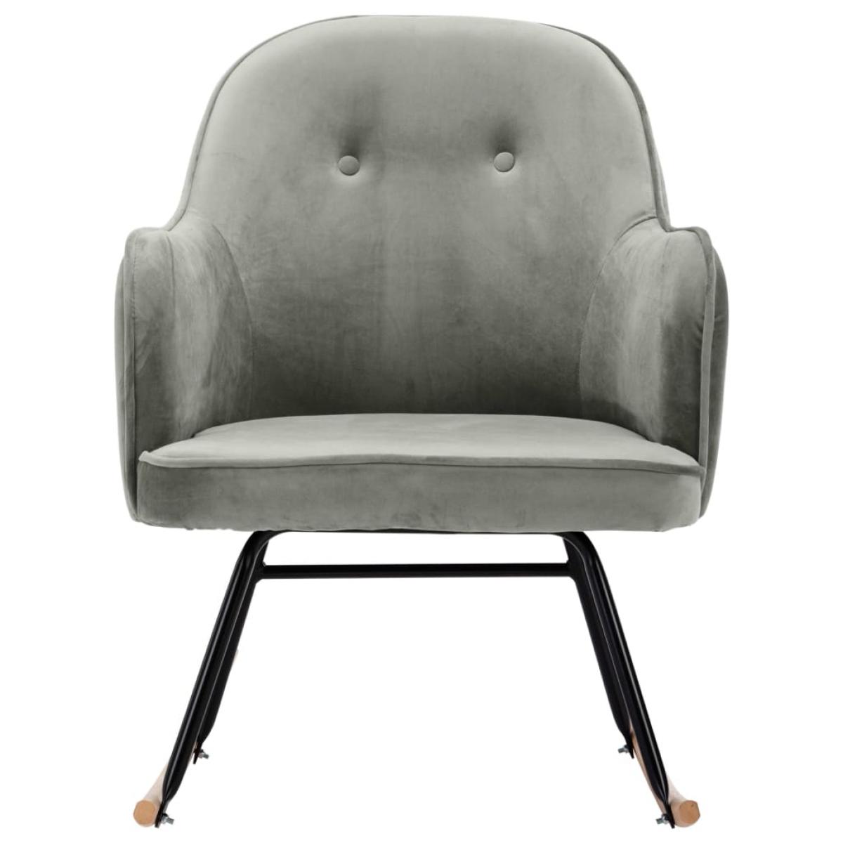 Silla mecedora de terciopelo gris