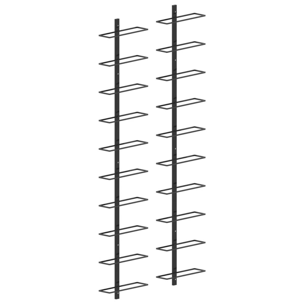 Botelleros de pared para 20 botellas 2 unidades metal negro