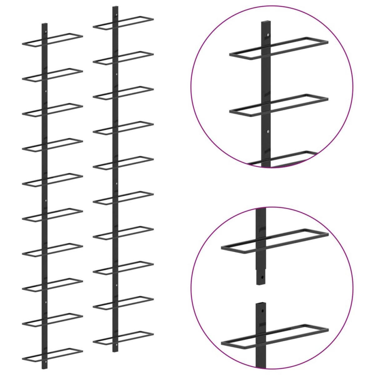 Botelleros de pared para 20 botellas 2 unidades metal negro
