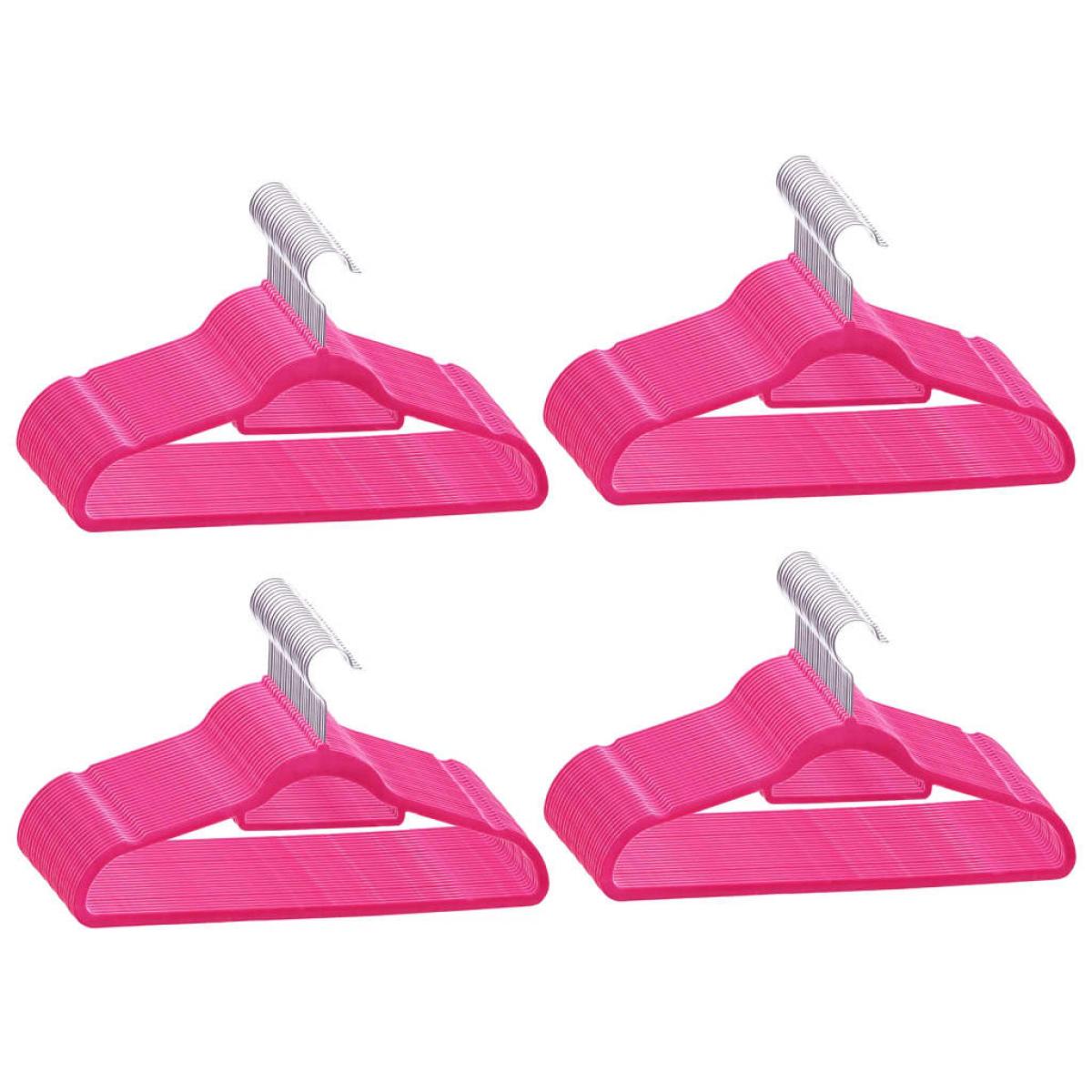 Juego de perchas ropa 100 uds antideslizantes terciopelo rosa
