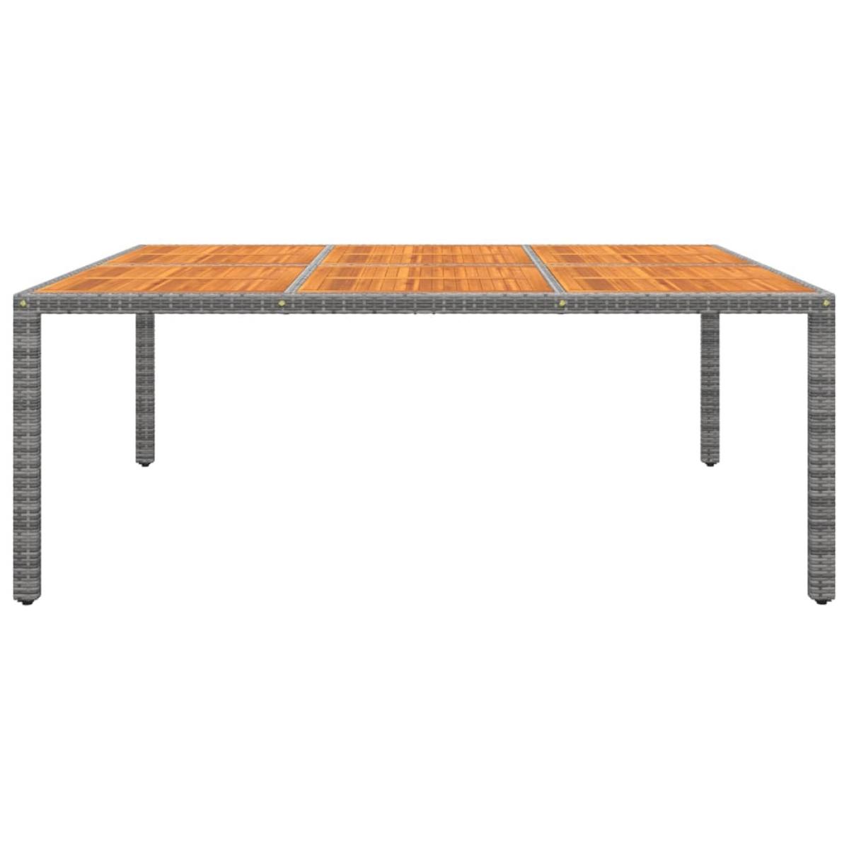 Mesa de jardín madera acacia ratán sintético gris 200x150x75 cm