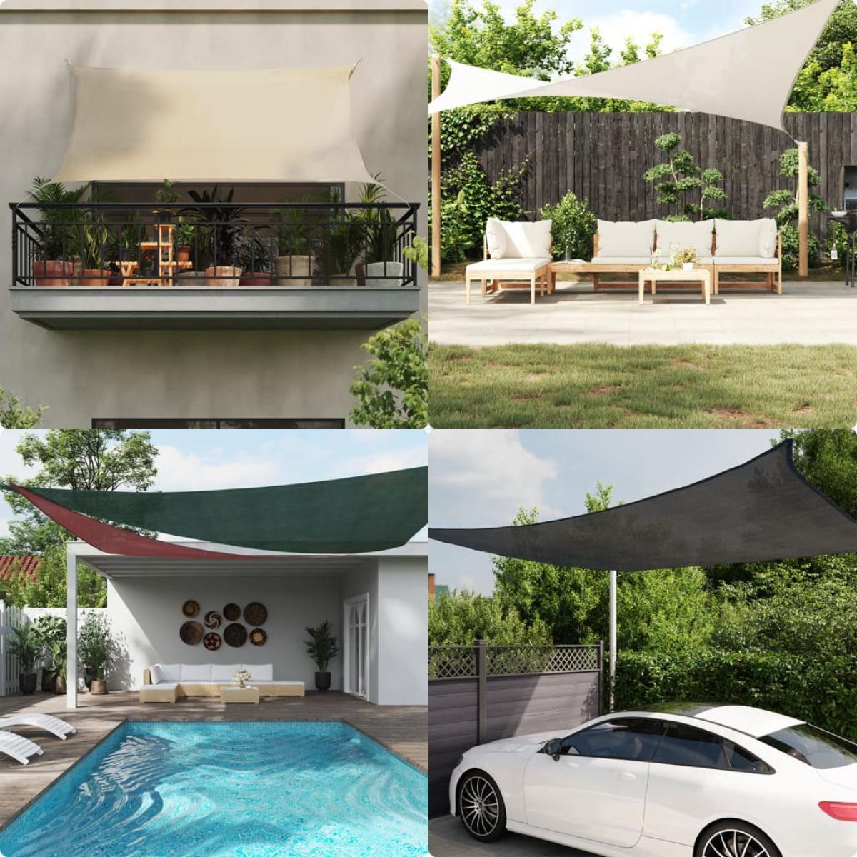 Toldo de vela negro HDPE 160 g/m² 2x3,5 m