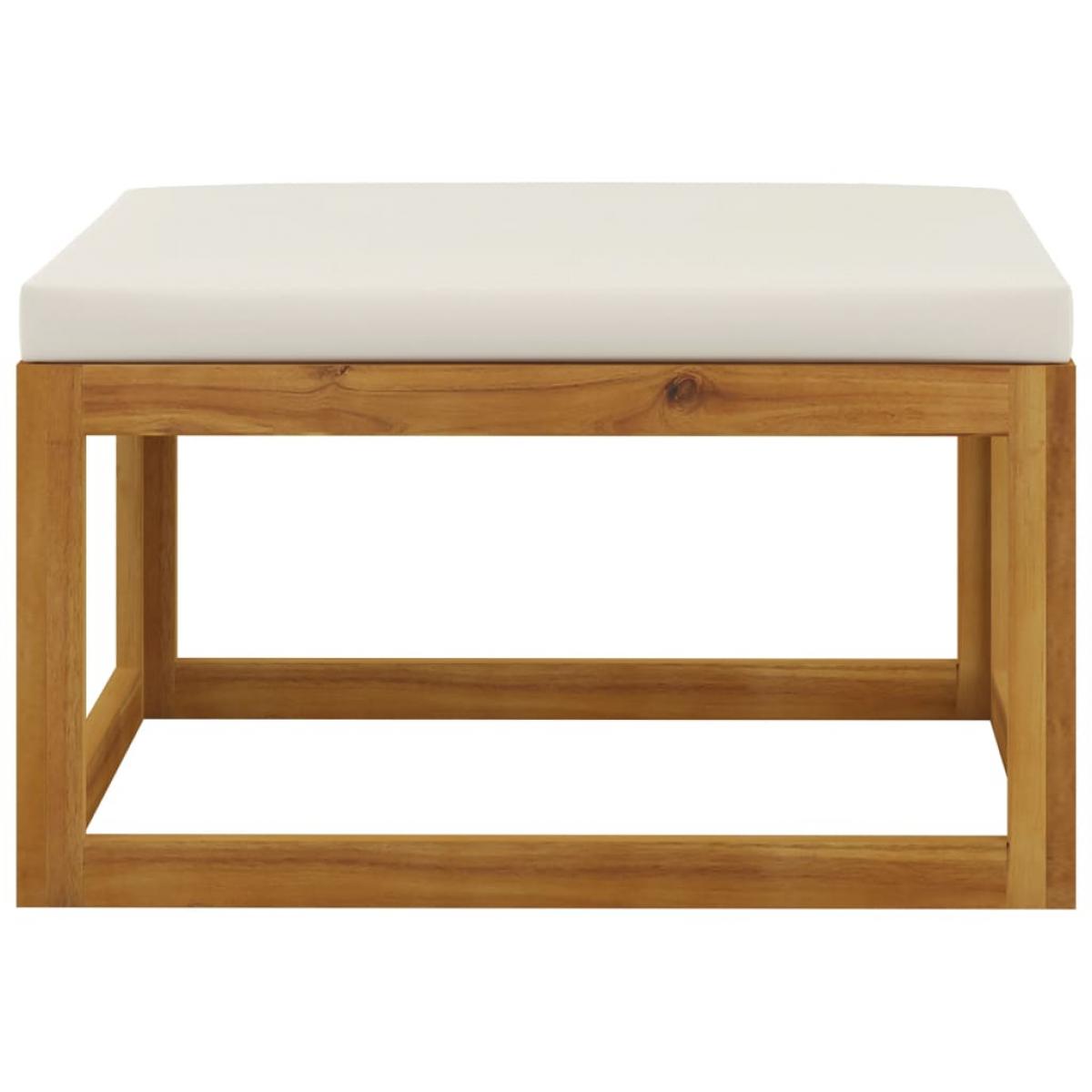 Reposapiés con cojín blanco crema madera maciza de acacia