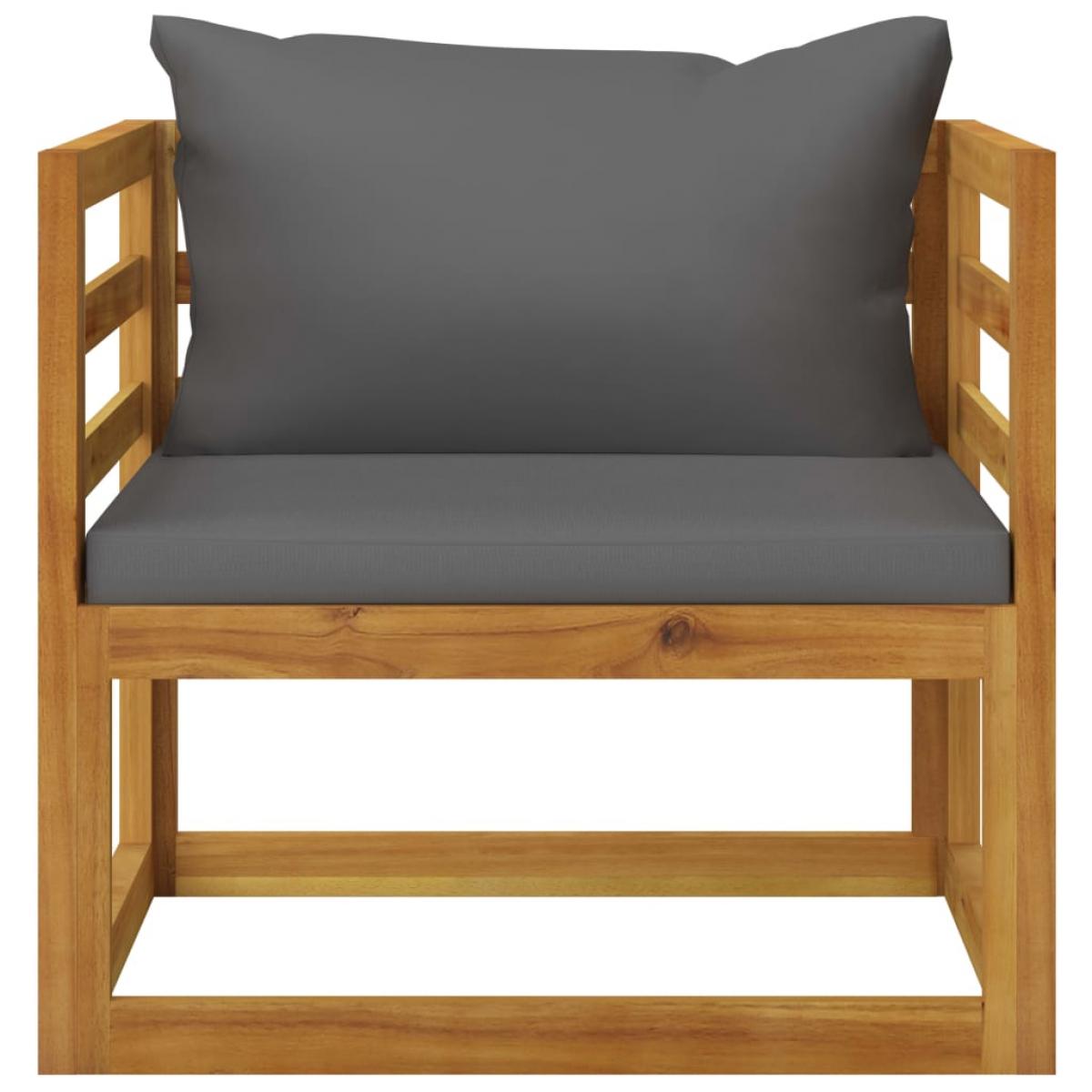 Silla de jardín con cojines gris oscuro madera maciza acacia