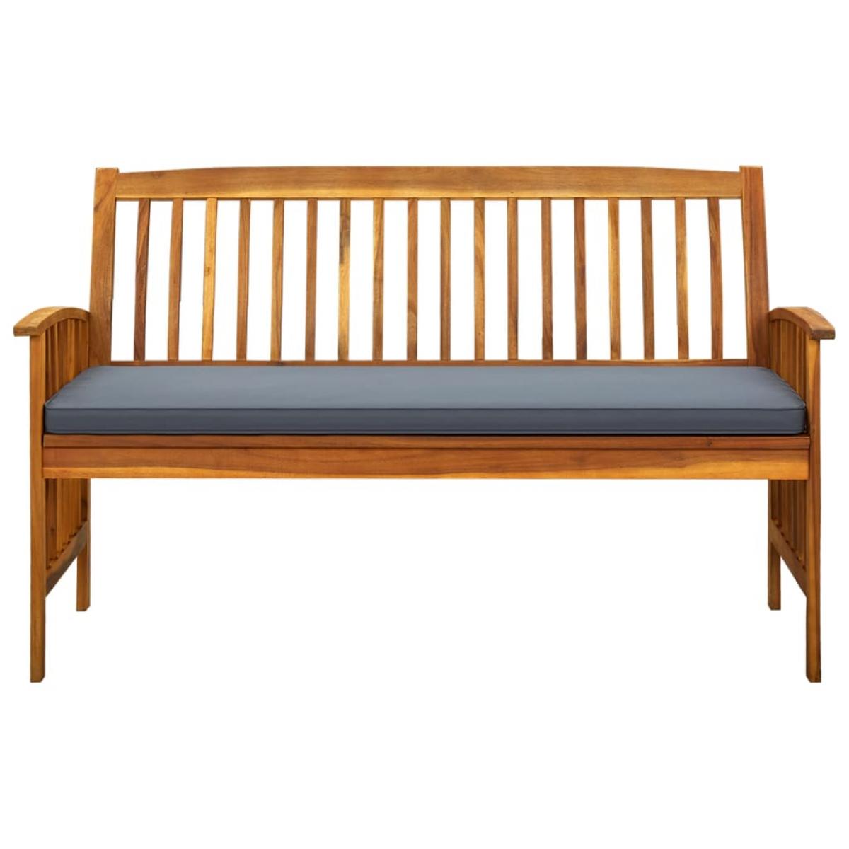 Banco de jardín con cojín madera maciza de acacia 147 cm