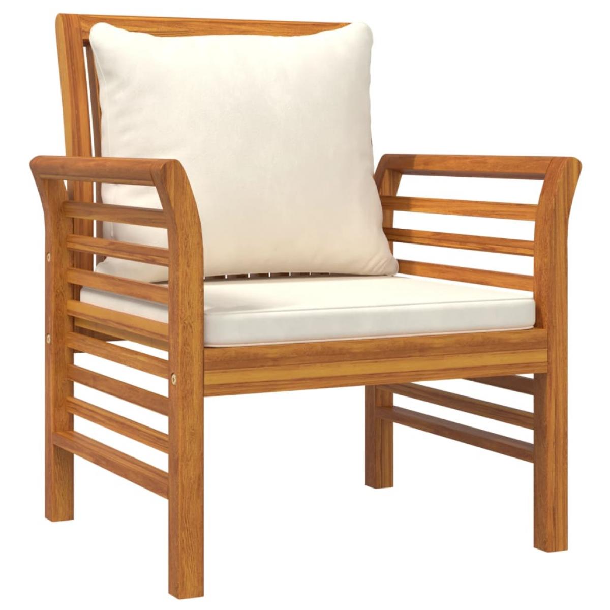 Sillones con cojines blanco crema 2 uds madera maciza de acacia