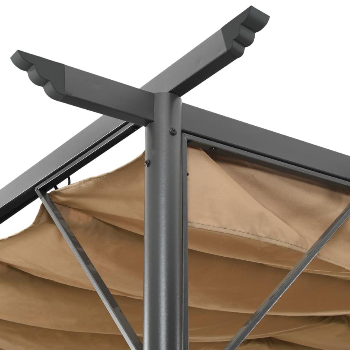 Pérgola con tejado retráctil acero gris taupe 3x3 m 180 g/m²
