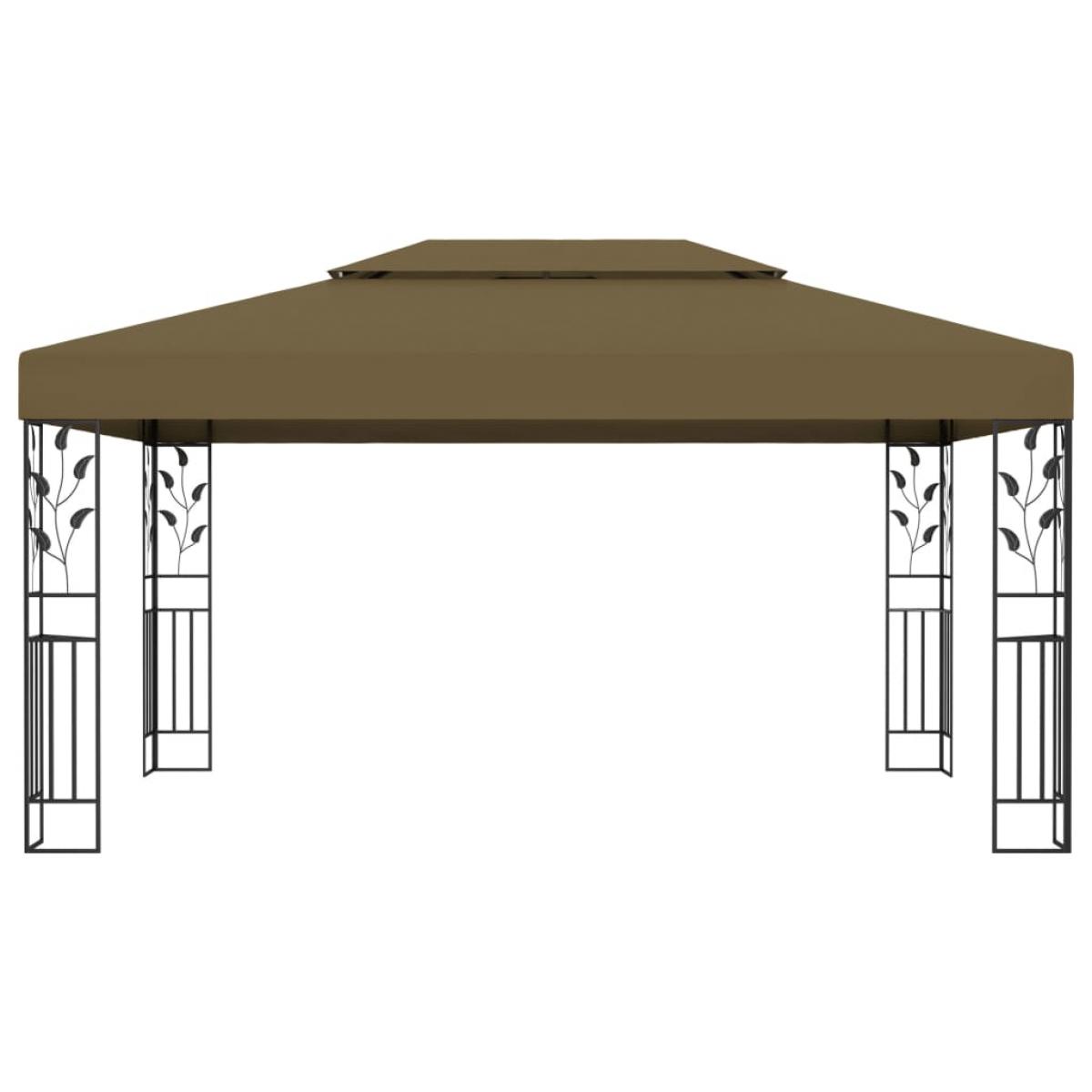 Cenador con doble techo gris taupe 3x4m 180 g/m²