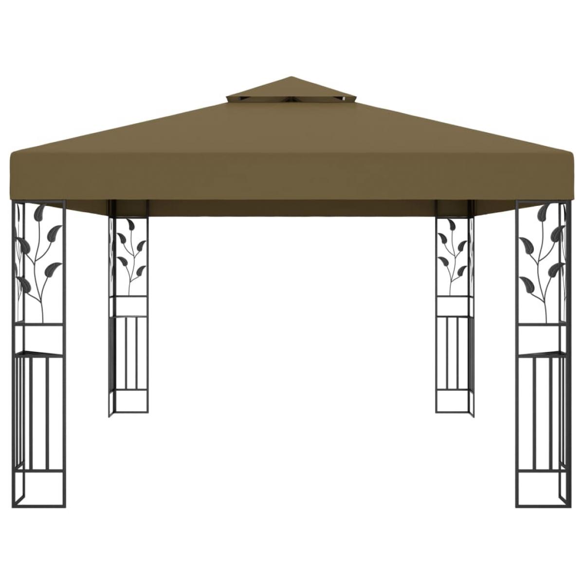 Cenador con doble techo gris taupe 3x4m 180 g/m²