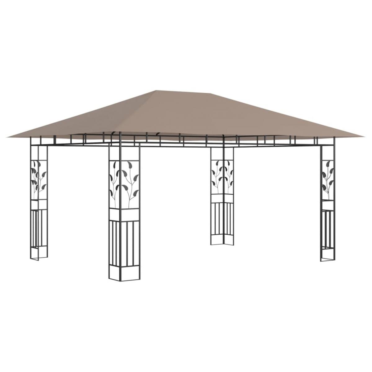 Cenador con mosquitera gris taupe 4x3x2,73 m 180 g/m²