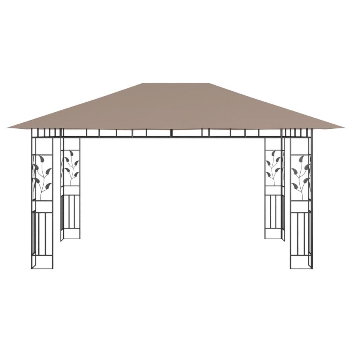 Cenador con mosquitera gris taupe 4x3x2,73 m 180 g/m²