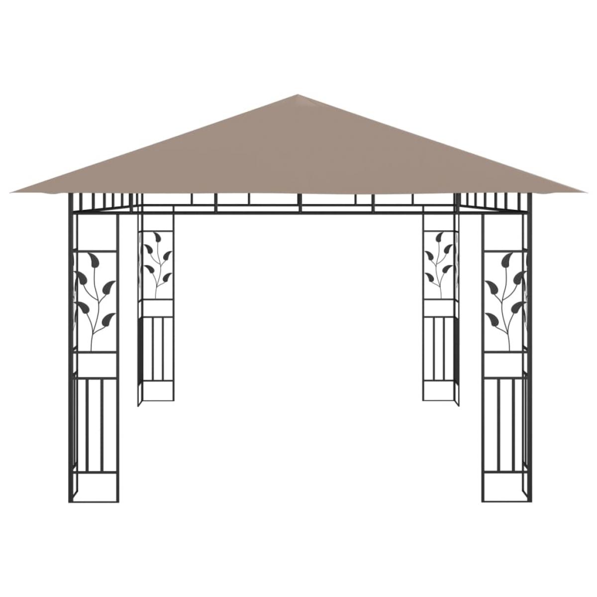 Cenador con mosquitera gris taupe 4x3x2,73 m 180 g/m²