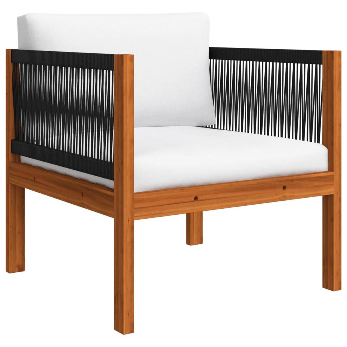 Silla de jardín con cojín madera maciza de acacia