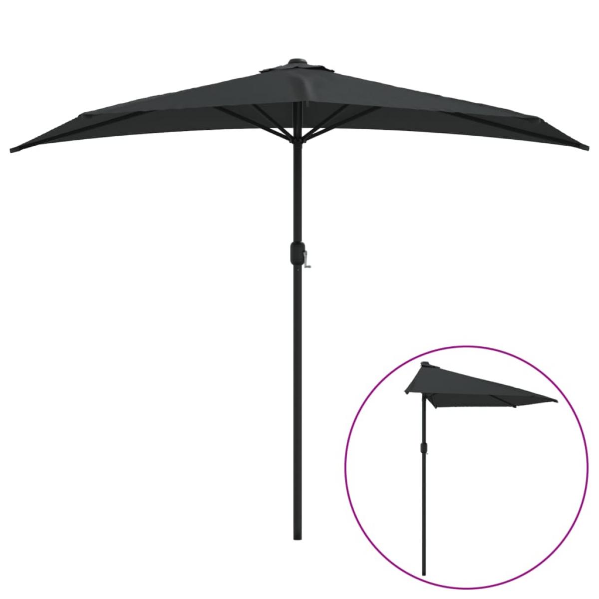 Sombrilla balcón semicircular palo aluminio negro 270x144x222cm