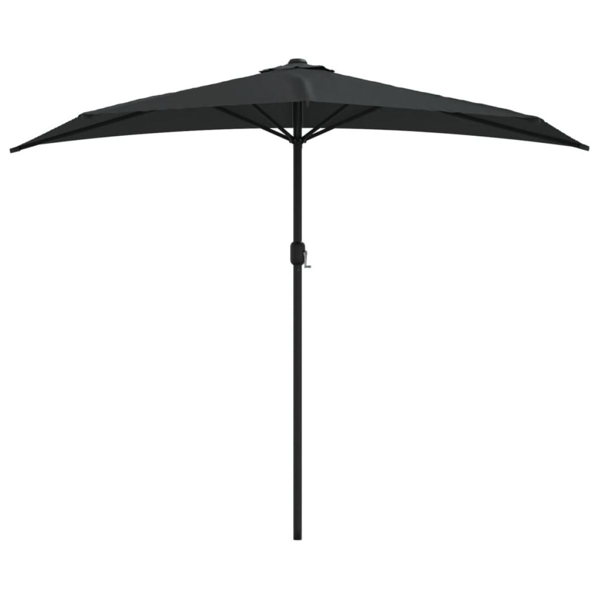 Sombrilla balcón semicircular palo aluminio negro 270x144x222cm