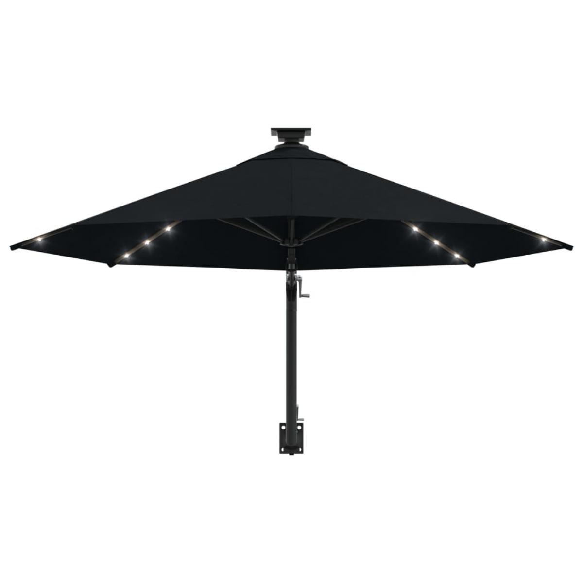 Sombrilla de jardín de pared con luces LED negro 300 cm
