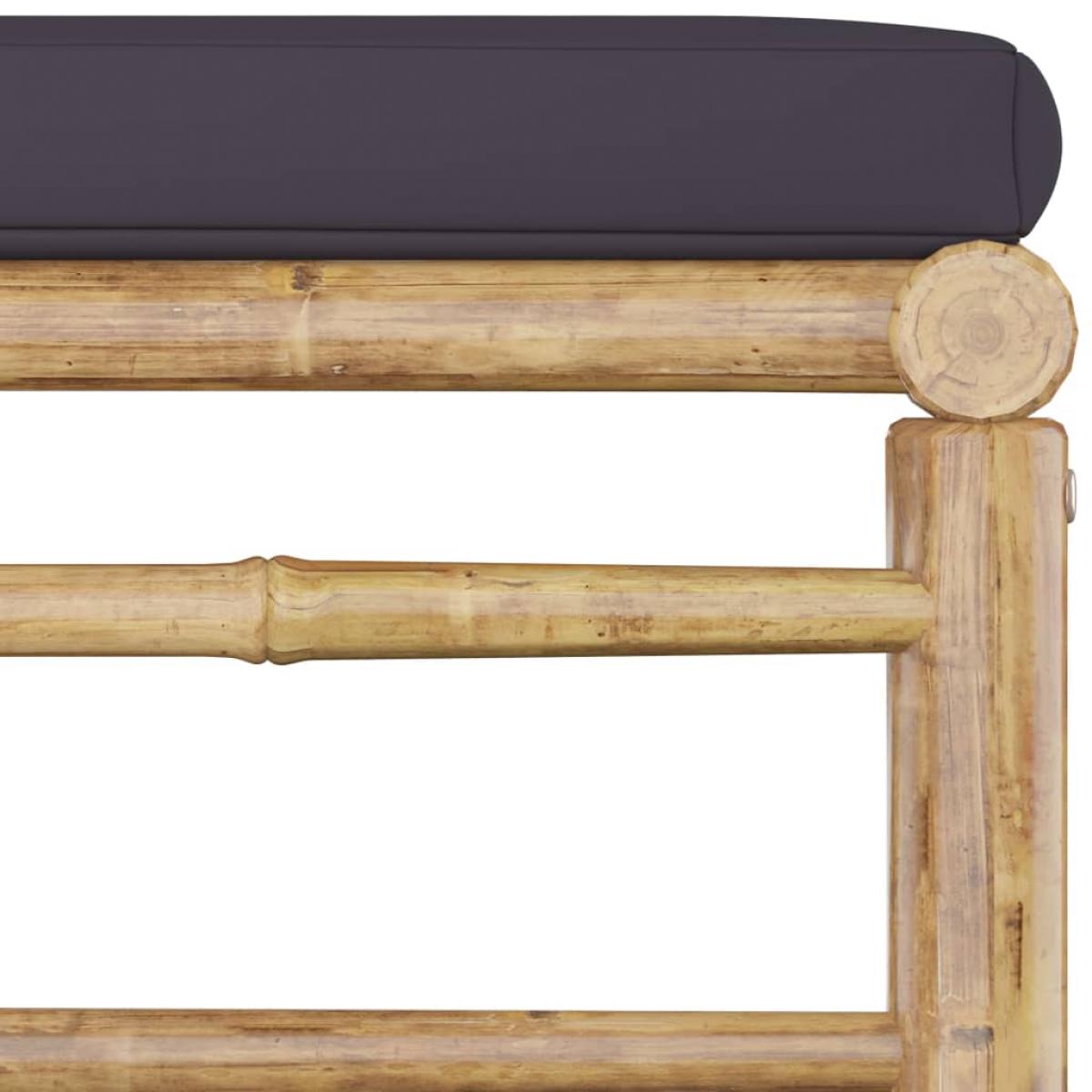 Set de muebles de jardín 3 piezas bambú y cojines gris oscuro