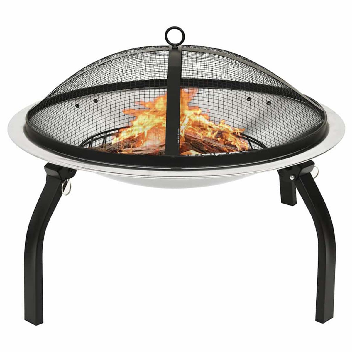 Brasero y barbacoa 2 en 1 atizador acero inoxidable 56x56x49 cm