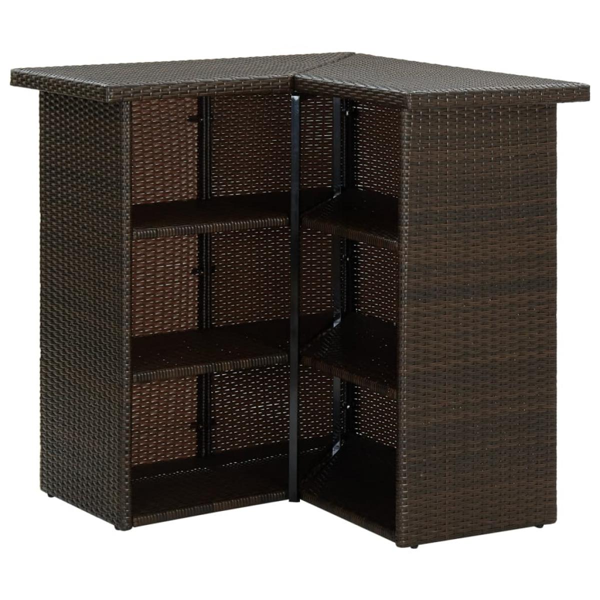 Mesa de bar de esquina marrón ratán sintético 100x50x105 cm