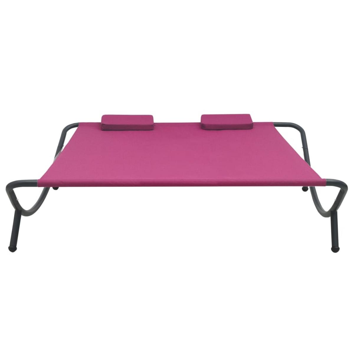 Tumbona doble de exterior de tela rosa