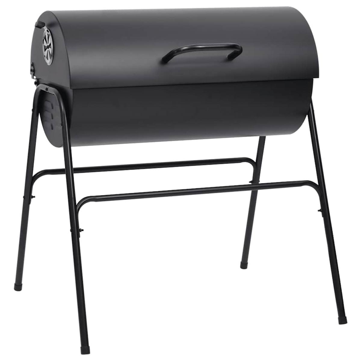 Parrilla barril 2 rejillas de cocción negro acero 80x95x90 cm