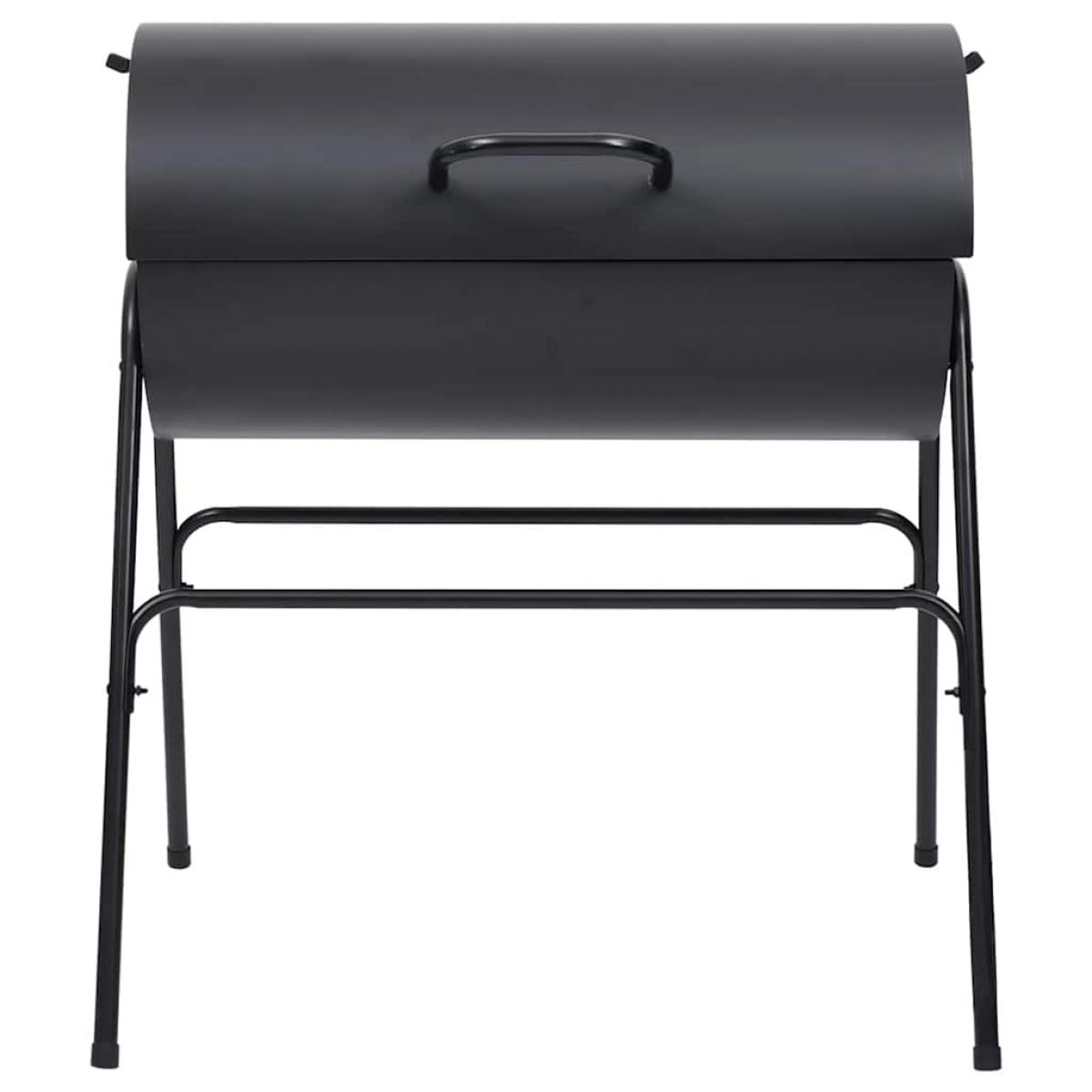 Parrilla barril 2 rejillas de cocción negro acero 80x95x90 cm
