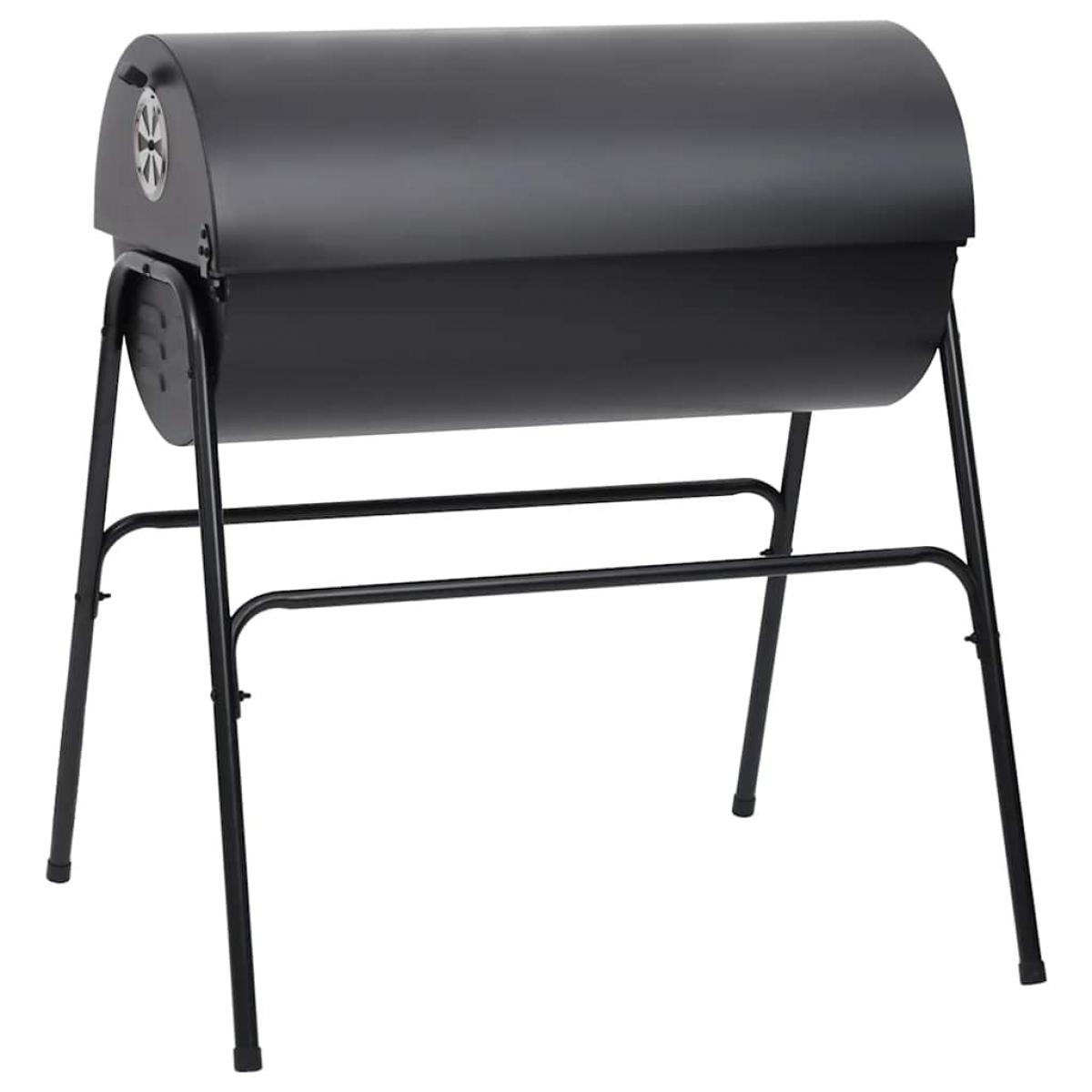 Parrilla barril 2 rejillas de cocción negro acero 80x95x90 cm