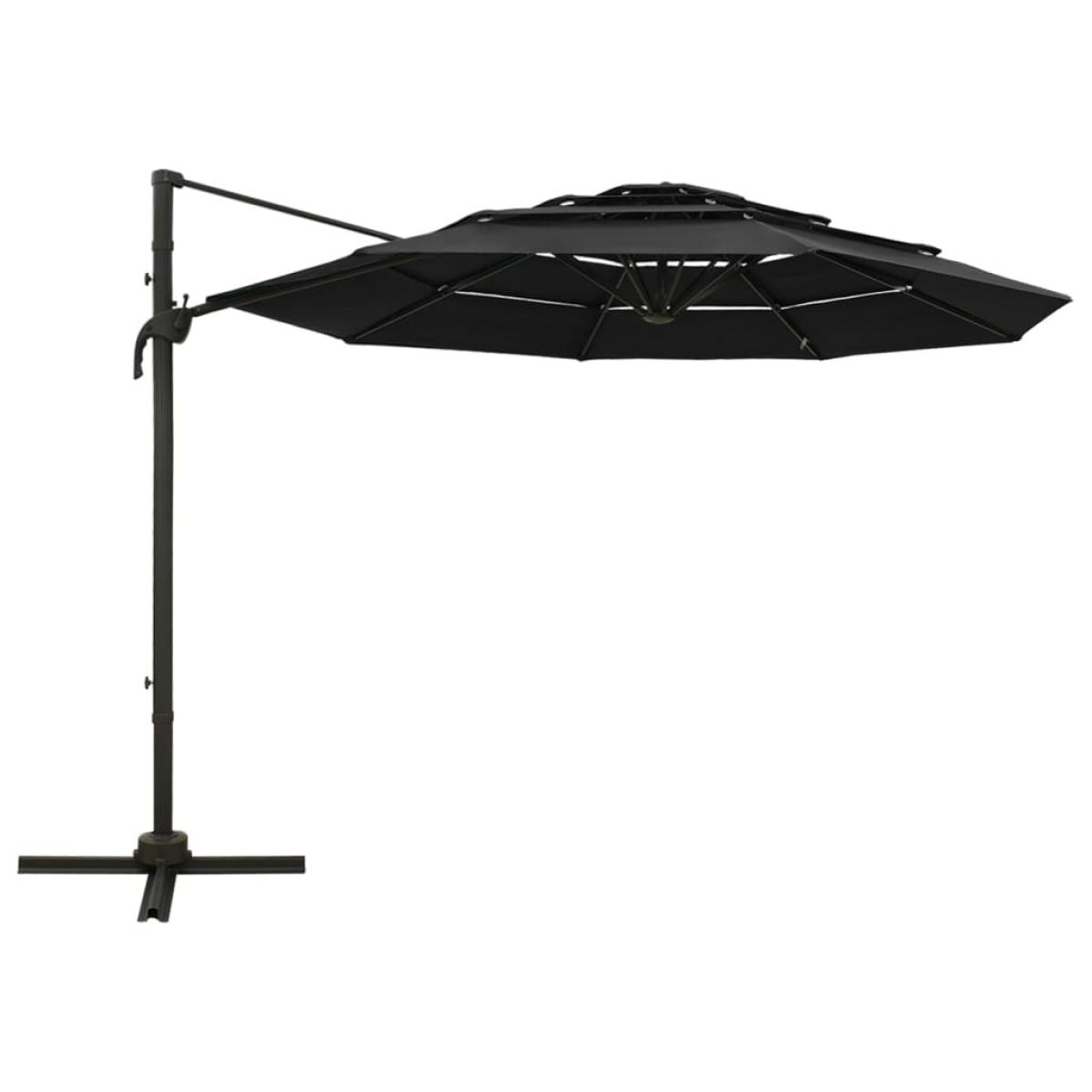 Sombrilla jardín de 4 niveles con palo de aluminio negro 3x3 cm
