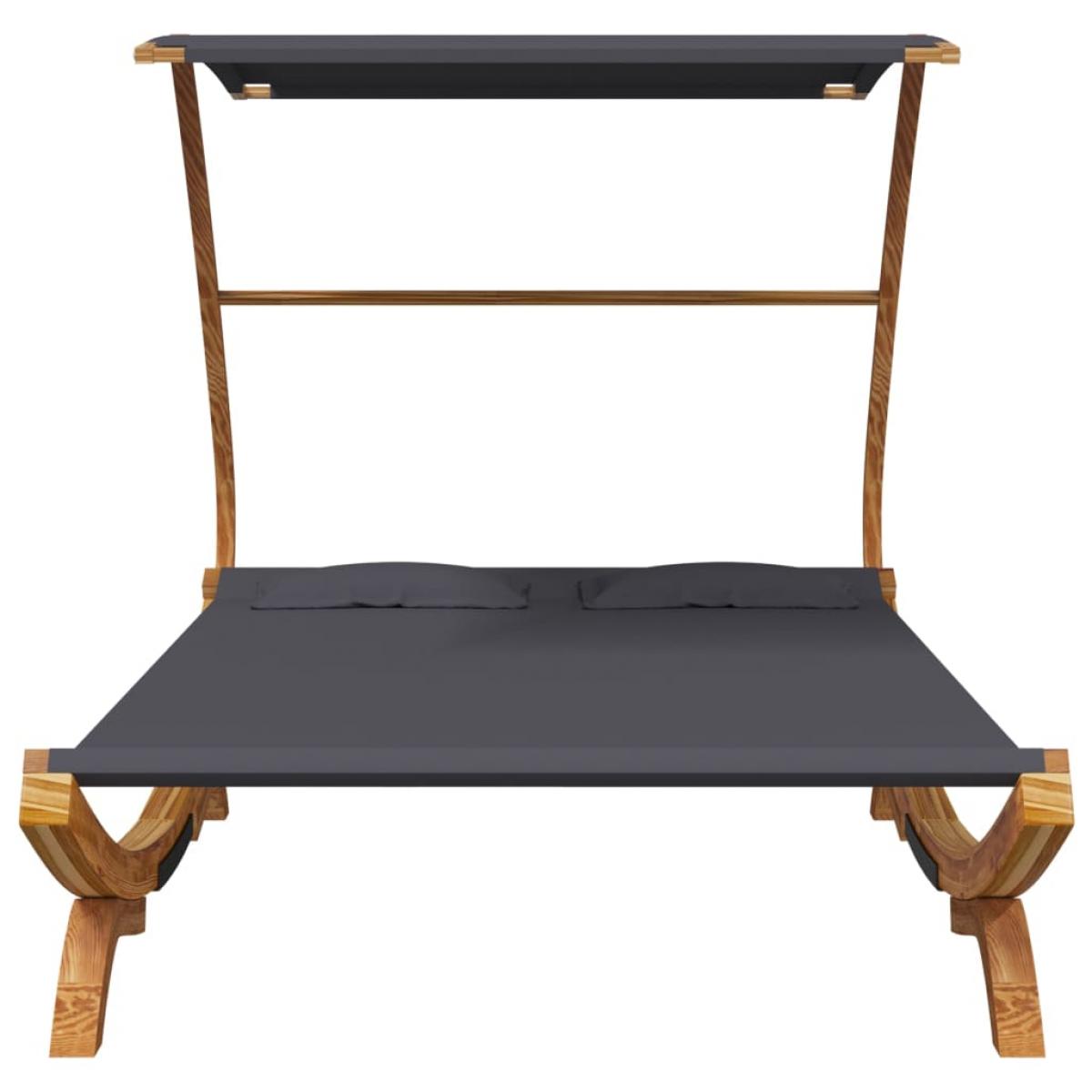 Tumbona con dosel madera curvada gris antracita 165x203x138 cm