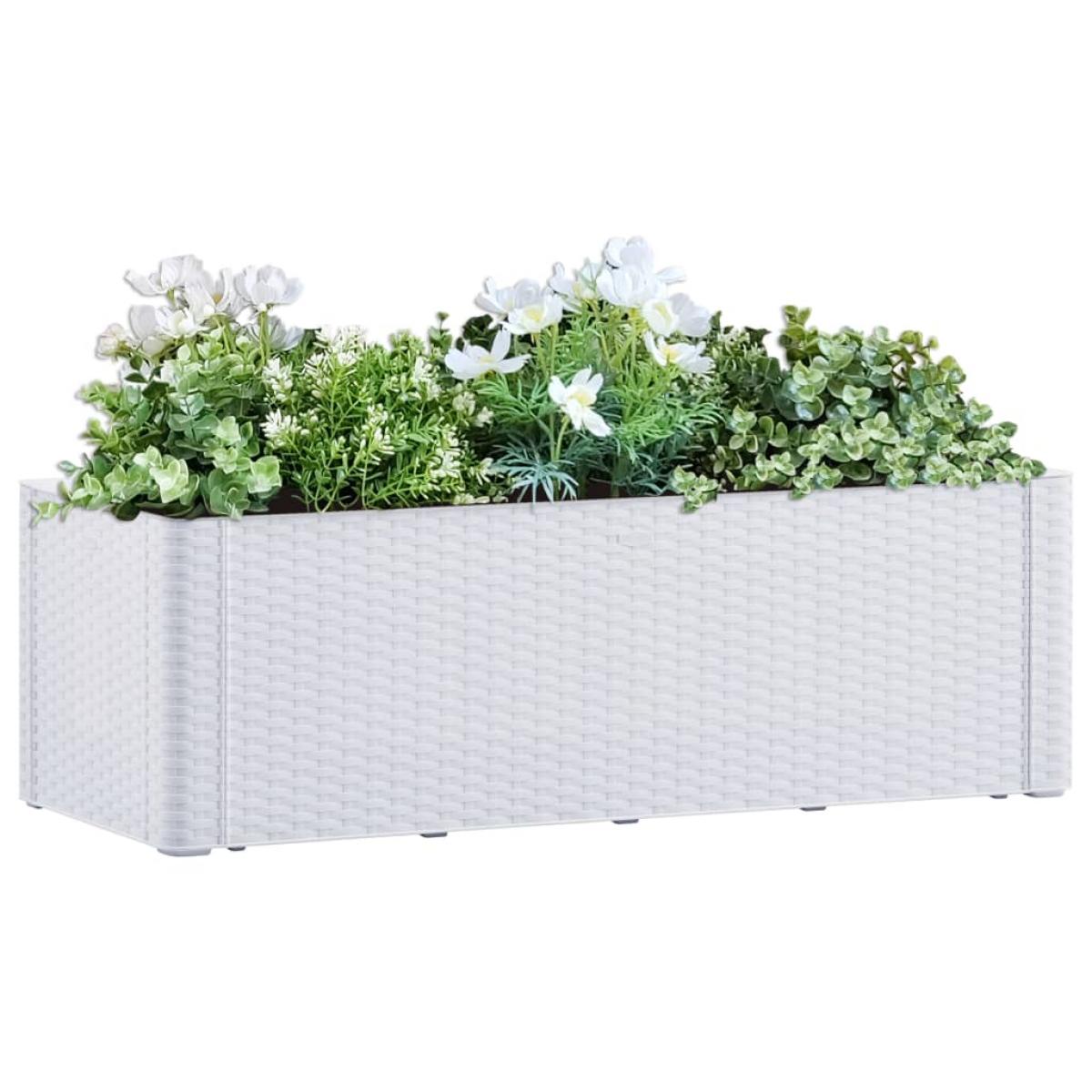 Arriate con sistema de riego automático blanco 100x43x33 cm