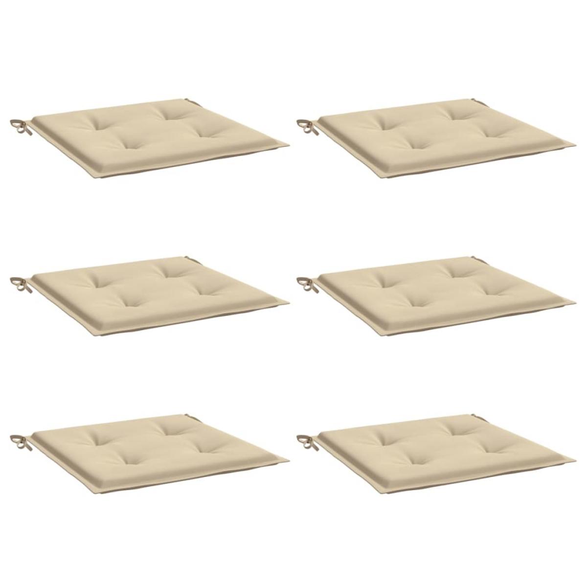 Cojines de silla de jardín 6 uds tela Oxford beige 50x50x3 cm